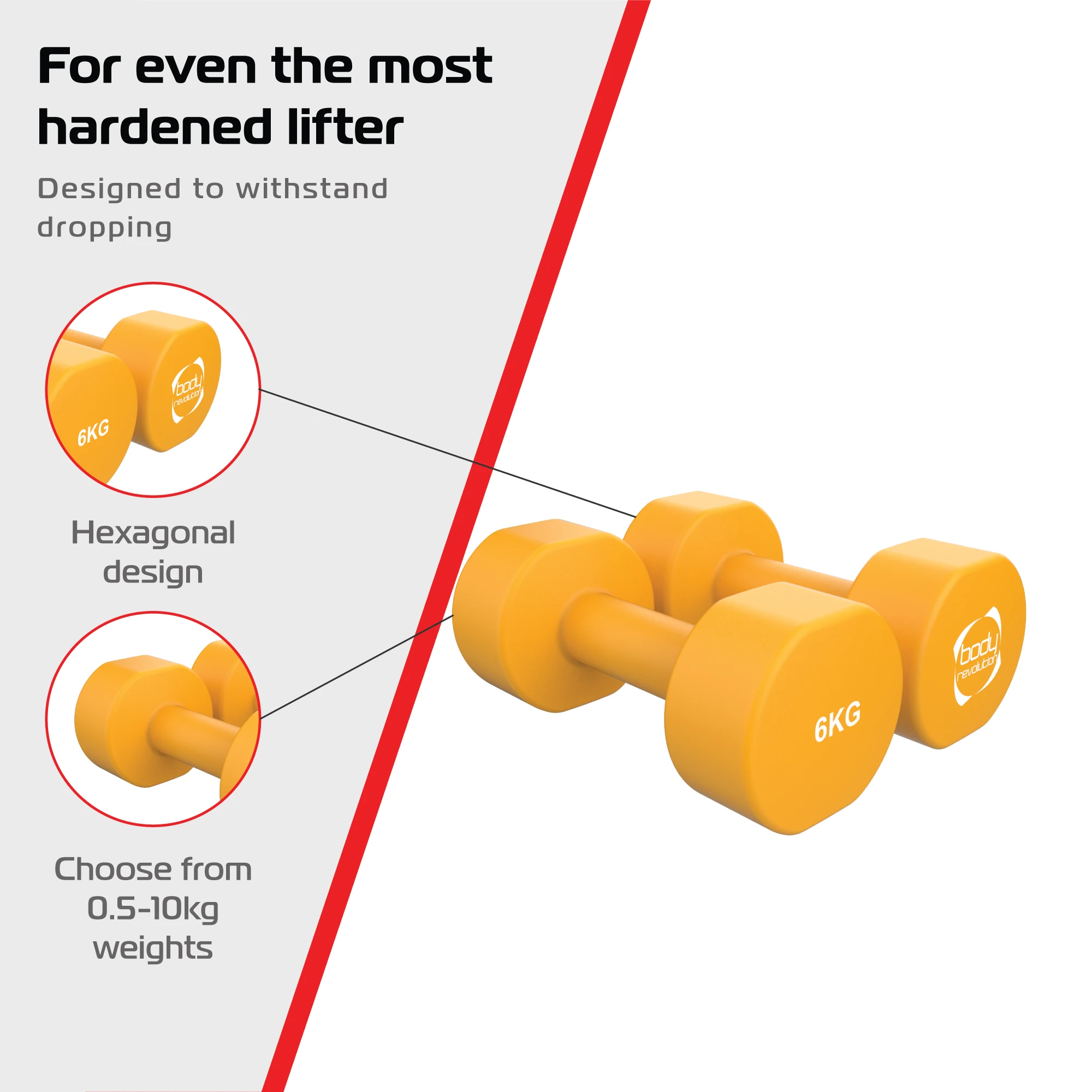2 x 6KG Neoprene dumbbells by Monster Shop