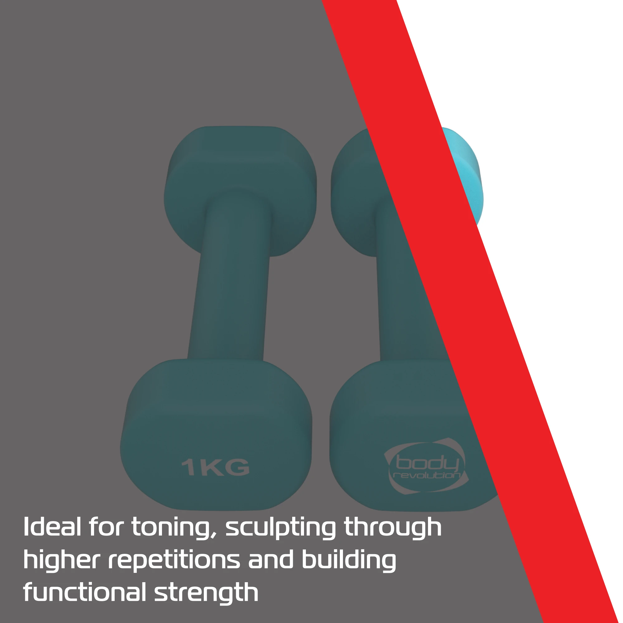 Monster Shop 2 x 1KG Neoprene dumbbells -