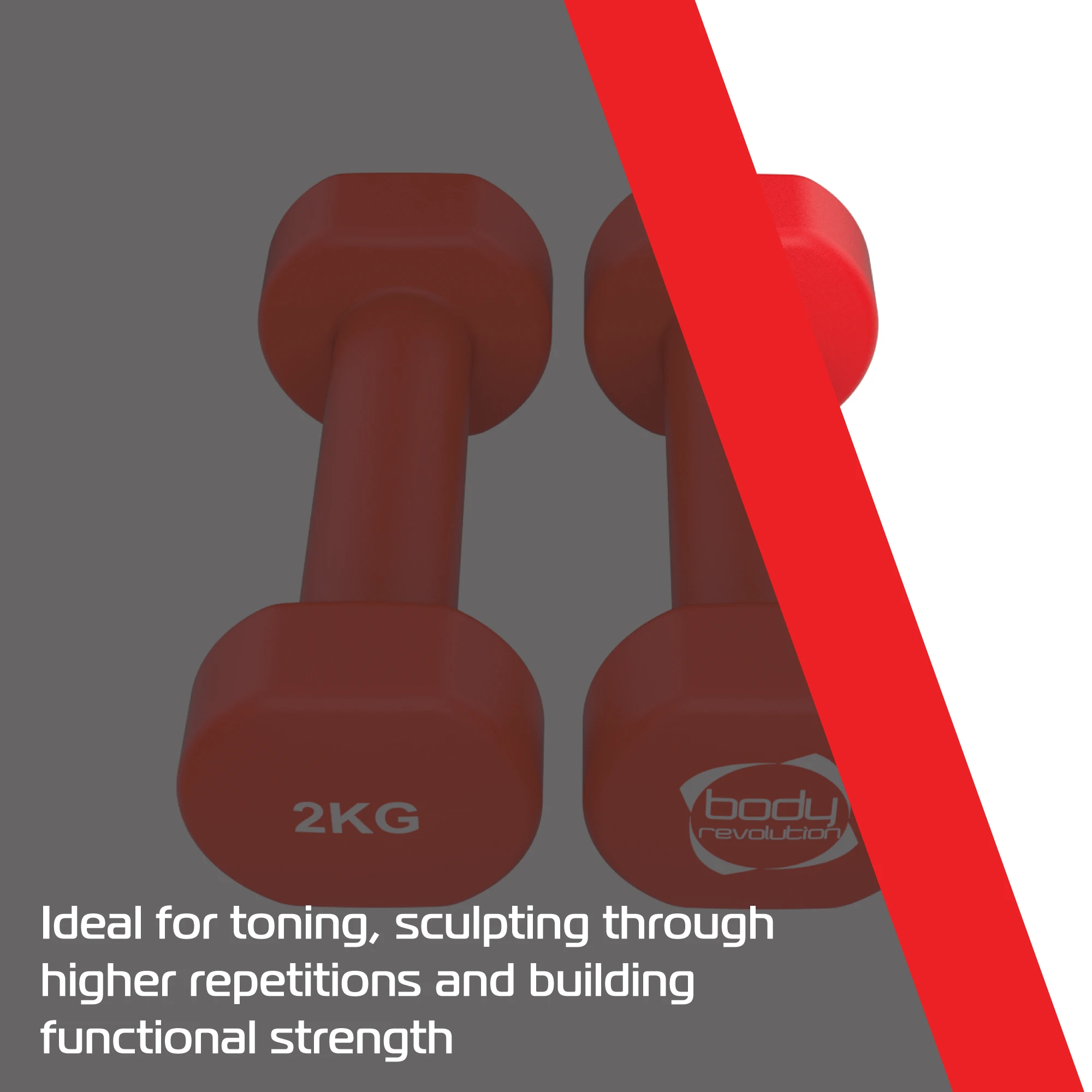 2 x 2KG Neoprene dumbbells by Monster Shop