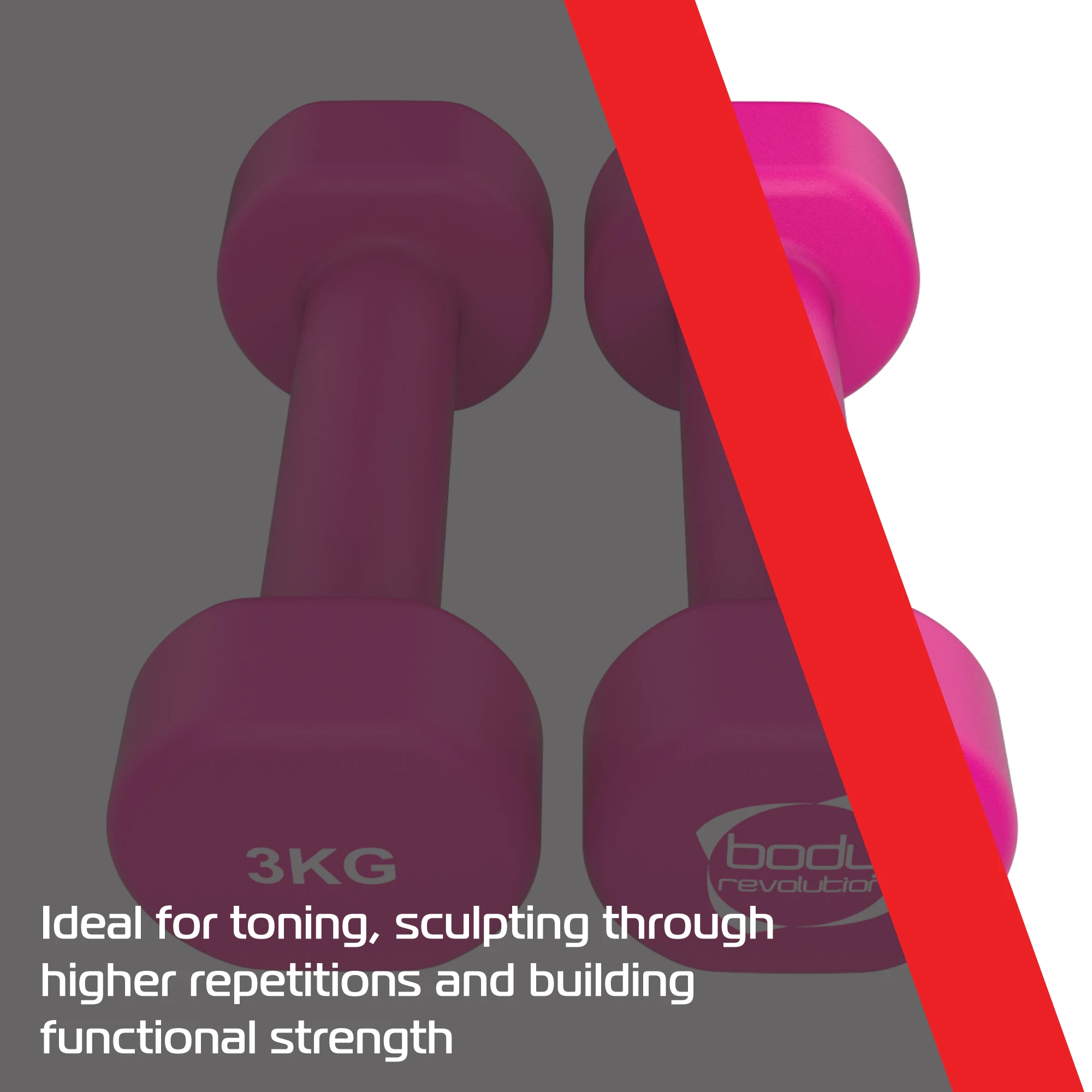 Monster Shop 2 x 3KG Neoprene dumbbells -