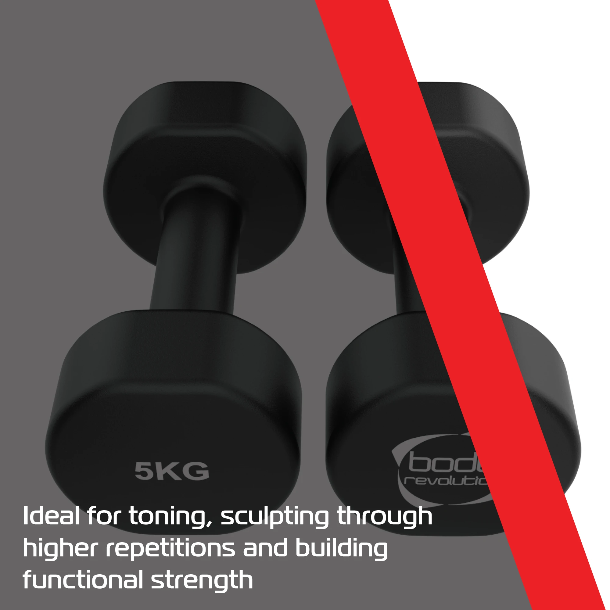 2 x 5KG Neoprene dumbbells by Monster Shop