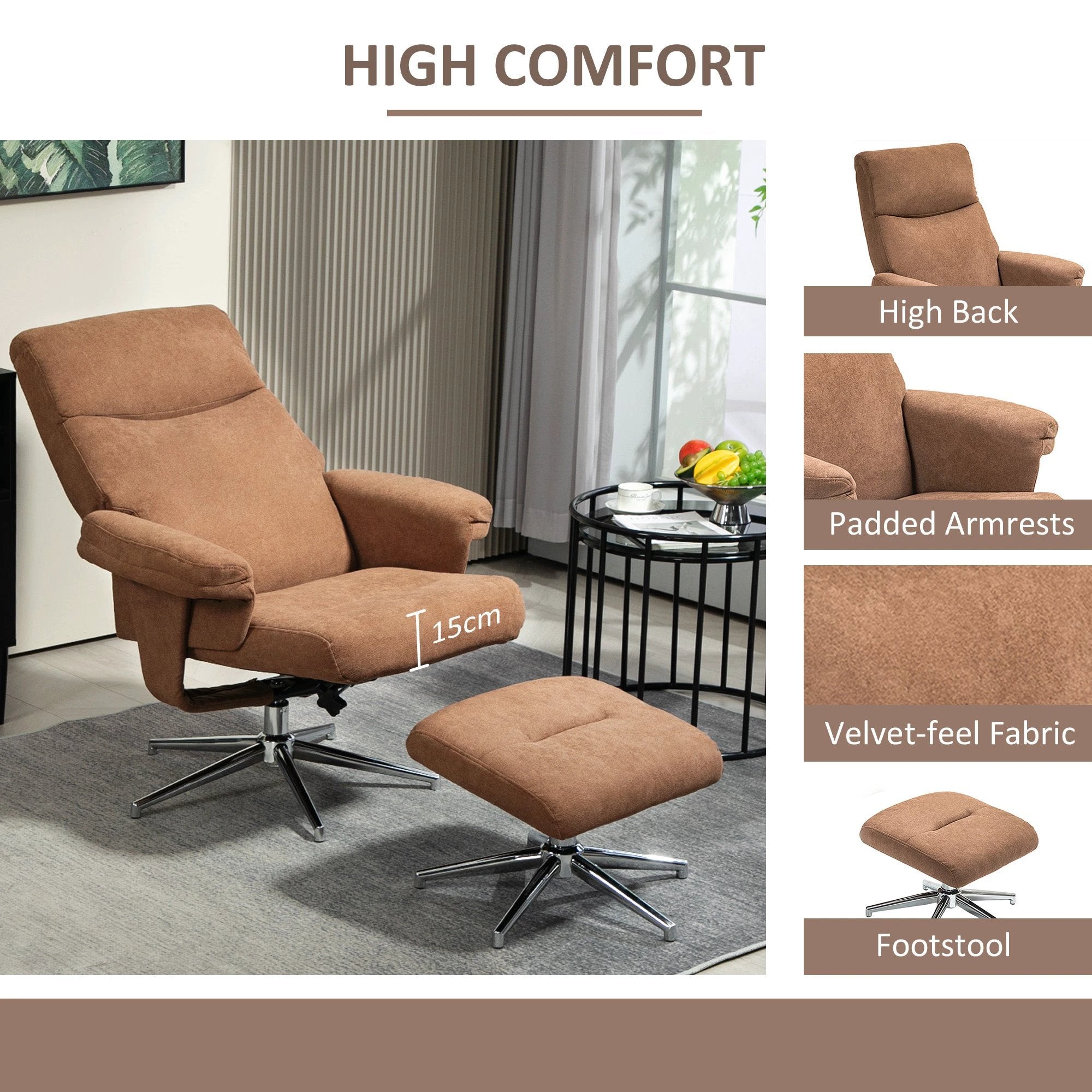 HOMCOM Recliner Chair with Footstool with Adjustable Back by HOMCOM