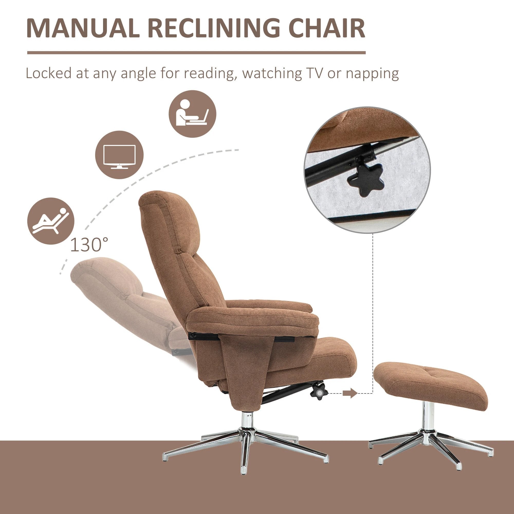 HOMCOM Recliner Chair with Footstool with Adjustable Back by HOMCOM