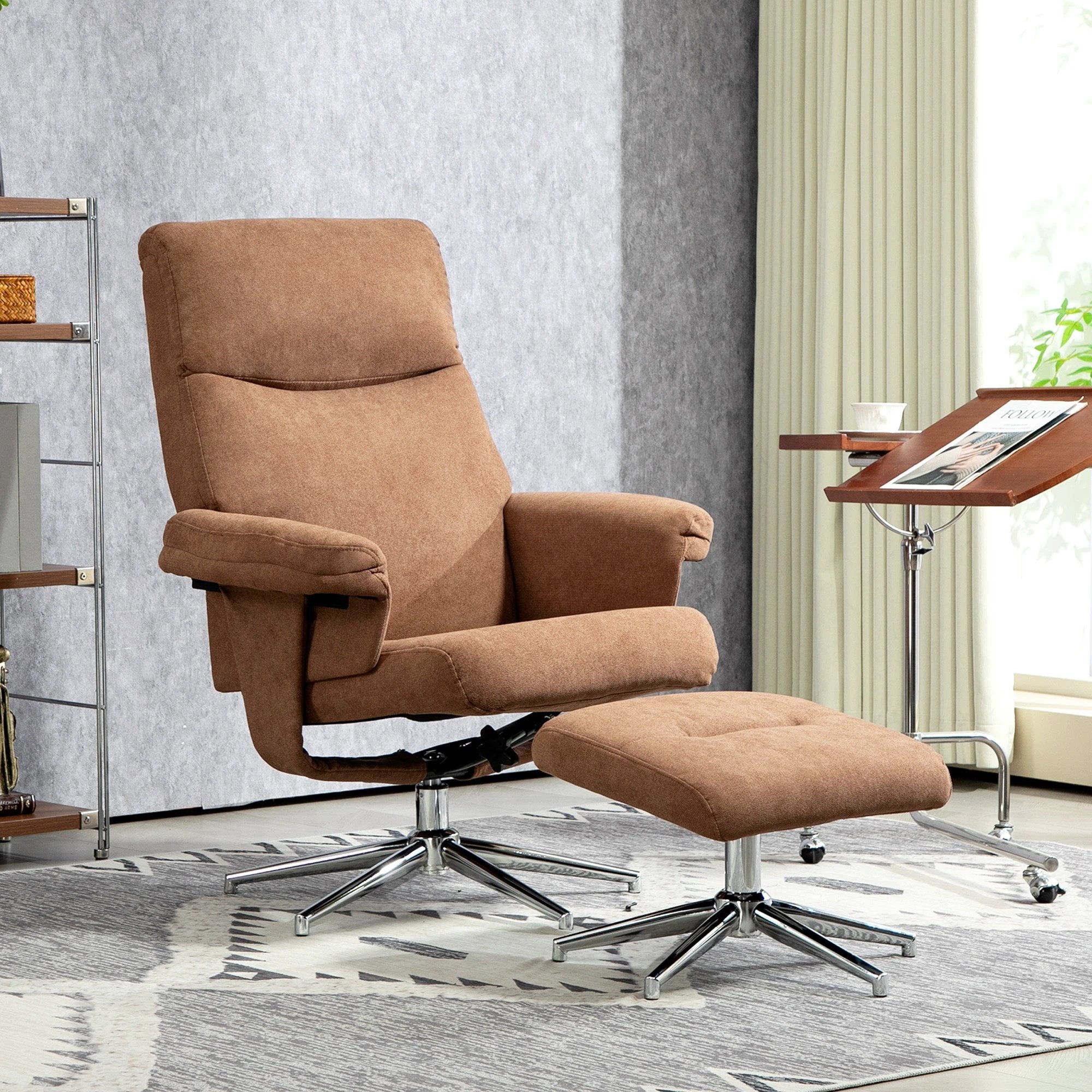 HOMCOM Recliner Chair with Footstool with Adjustable Back by HOMCOM
