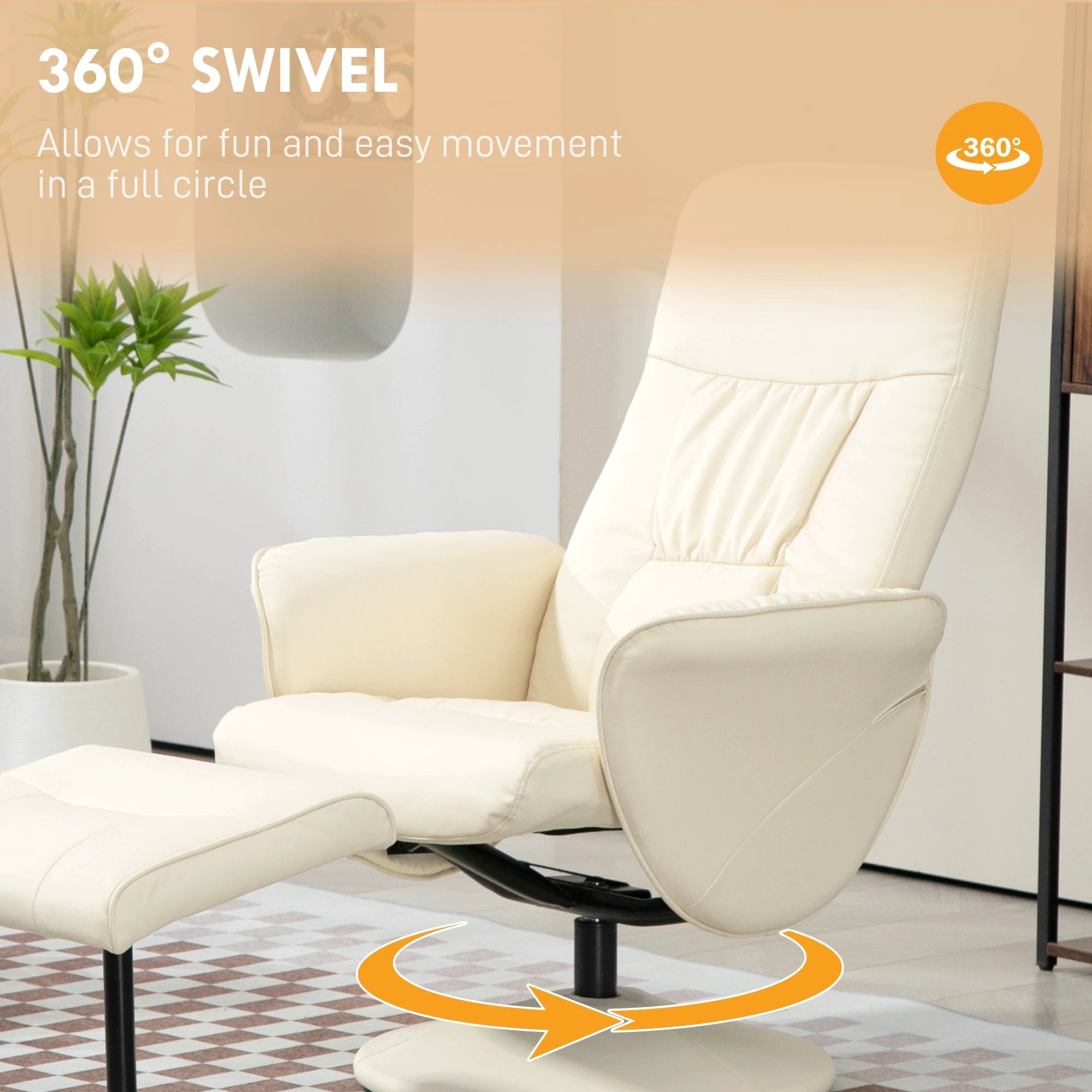 HOMCOM PU Leather Armchair and Footrest Swivel Recliner w/ Ottoman by HOMCOM