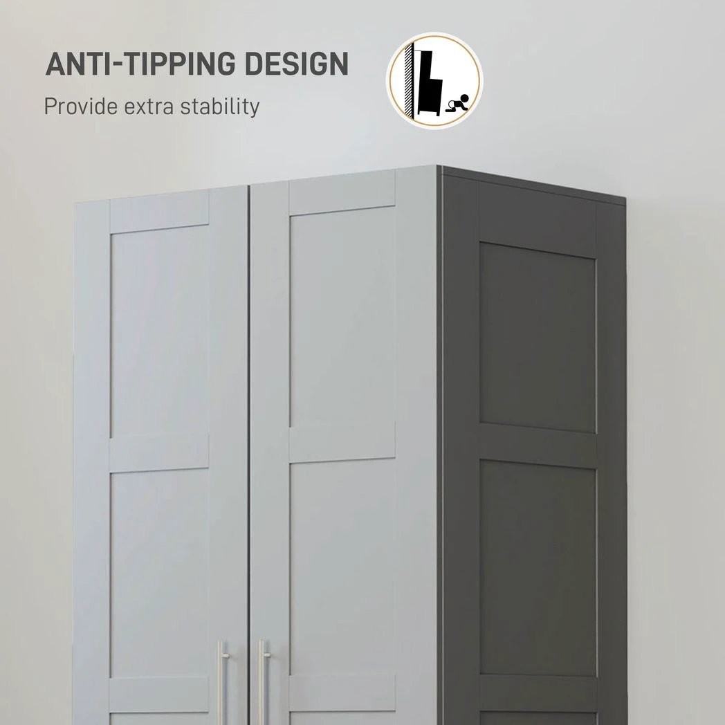 HOMCOM HOMCOM Wardrobe for Bedroom, Double Wardrobe with Hanging Rail - Wardrobe