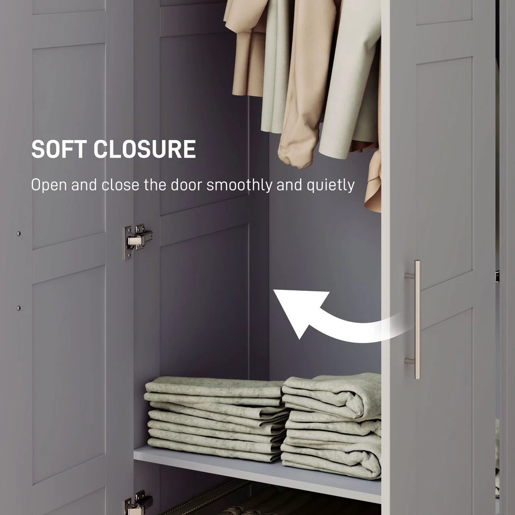 HOMCOM HOMCOM Wardrobe for Bedroom, Double Wardrobe with Hanging Rail - Wardrobe