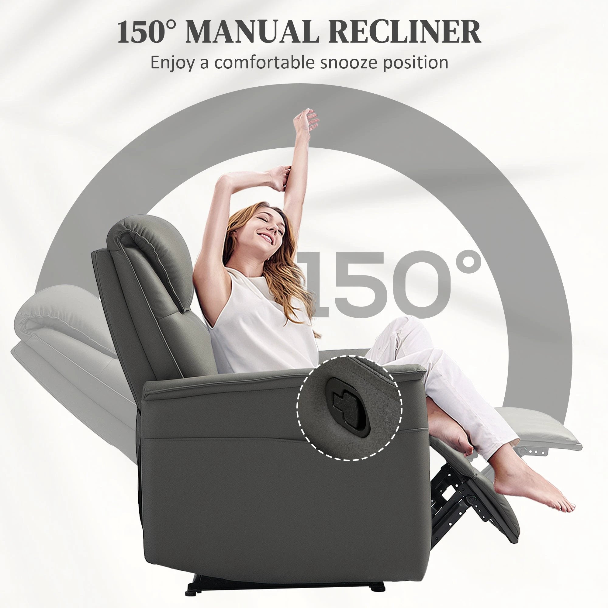 HOMCOM Recliner Armchair with Spring Cushion Adjustable Leg Rest Light Grey by HOMCOM