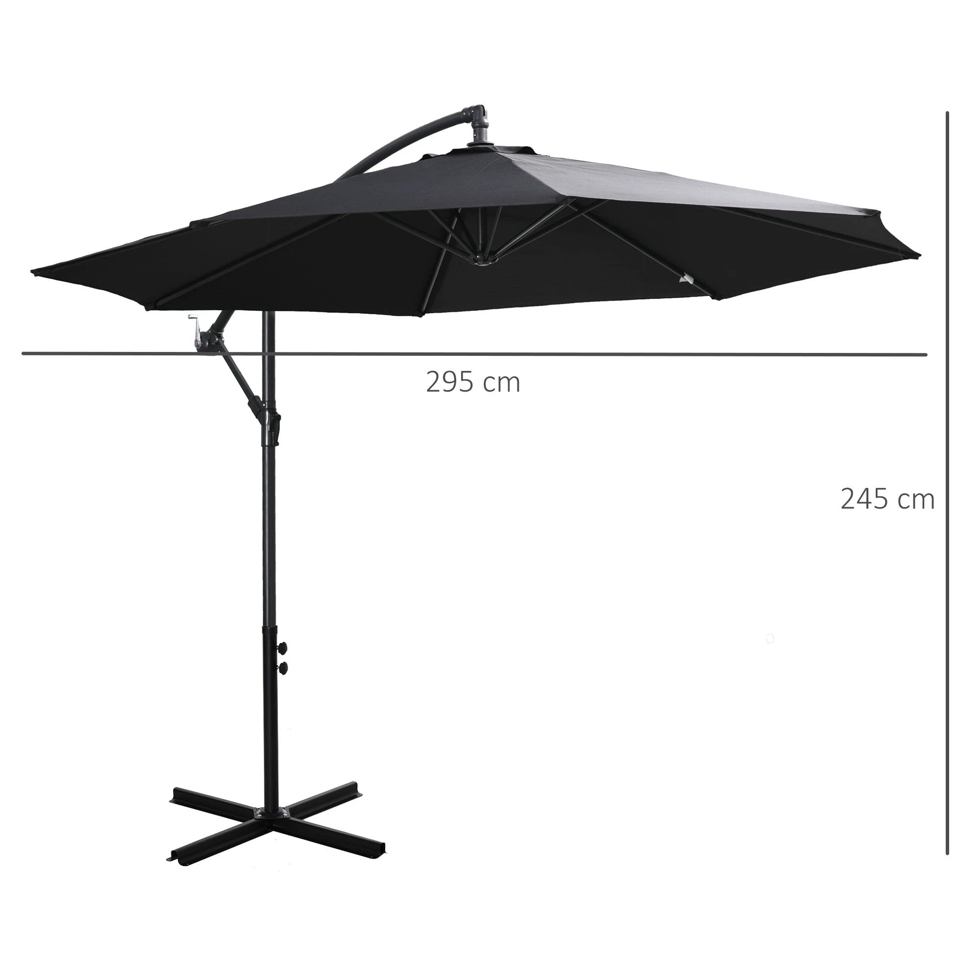 Outsunny 3m Garden Banana Parasol Cantilever Umbrella withCrank& Base by Outsunny