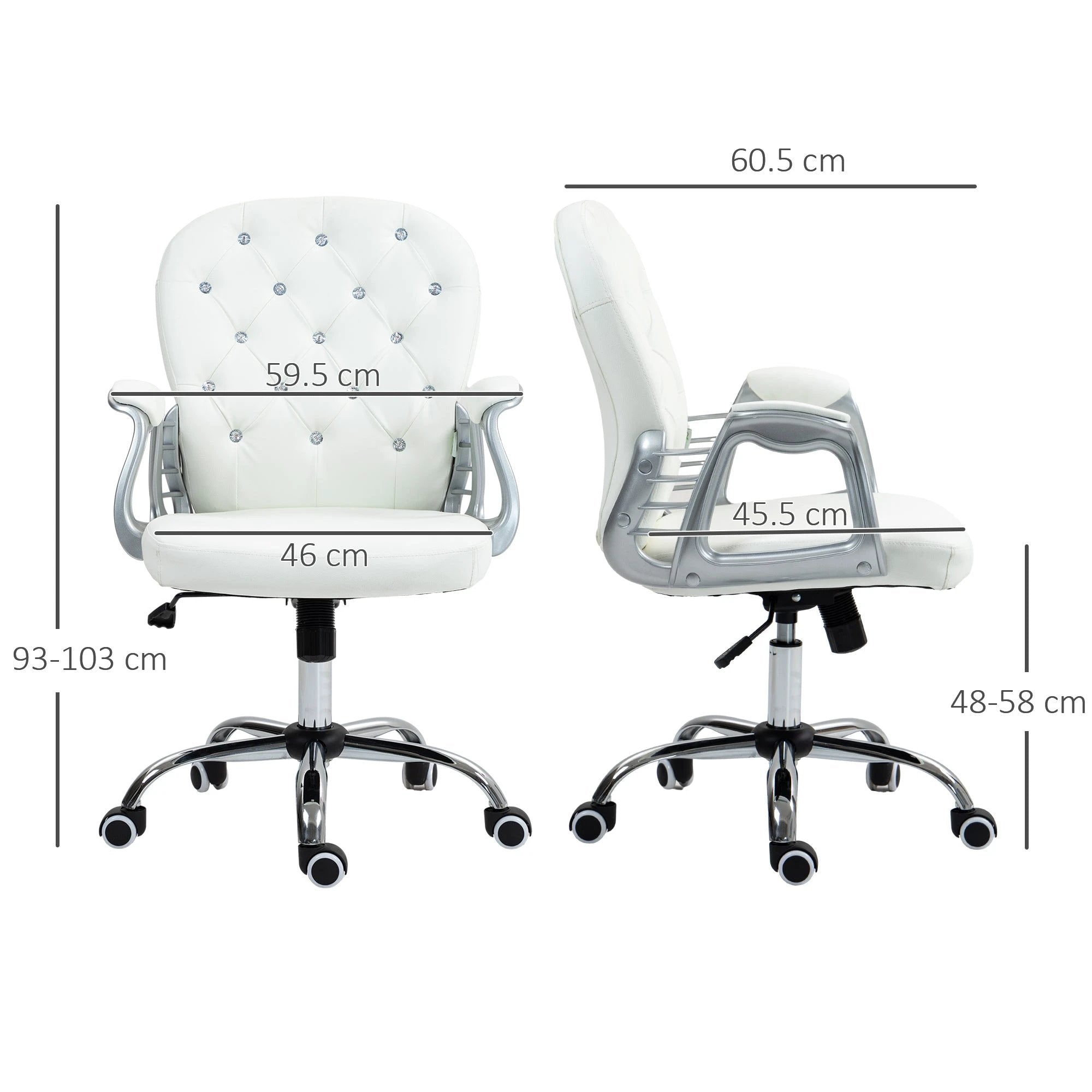 Vinsetto Vinsetto Office Chair PU Diamante Padded Ergonomic 360° Swivel - Office Chair