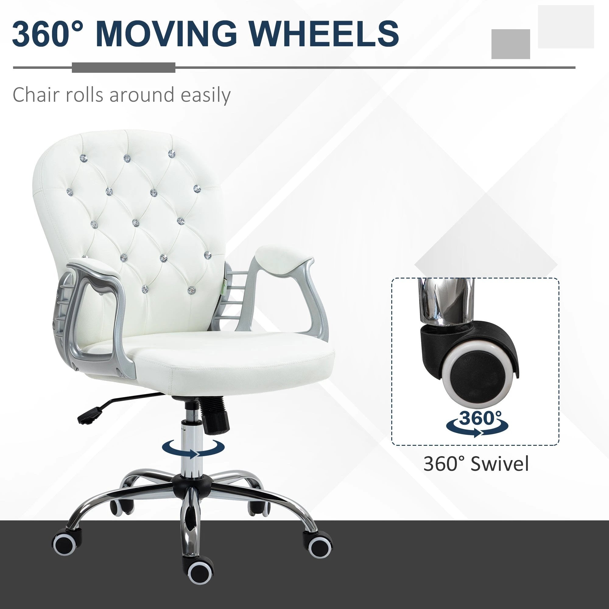 Vinsetto Vinsetto Office Chair PU Diamante Padded Ergonomic 360° Swivel - Office Chair