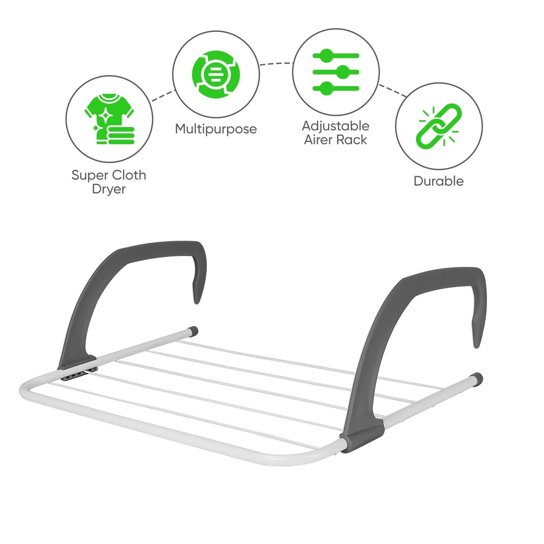 Grey Over Radiator Clothes Airer 2-Pack 5Bar Home - Radiator