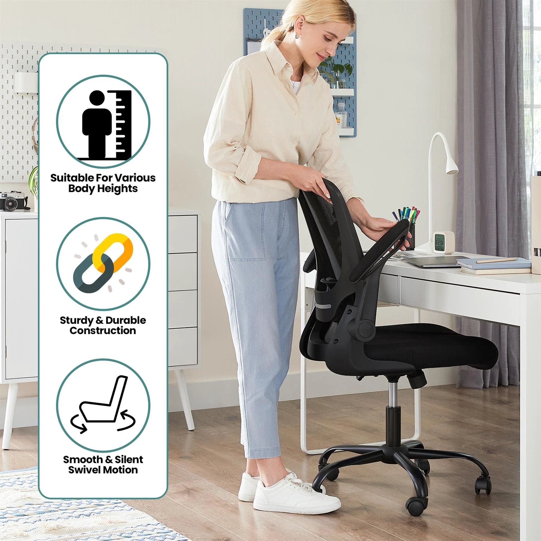 Albert Austin Drafting Chair 24 Inch Seat Height 360 Degree Swivel Ergonomic Lumbar Support For Designers by Unbranded