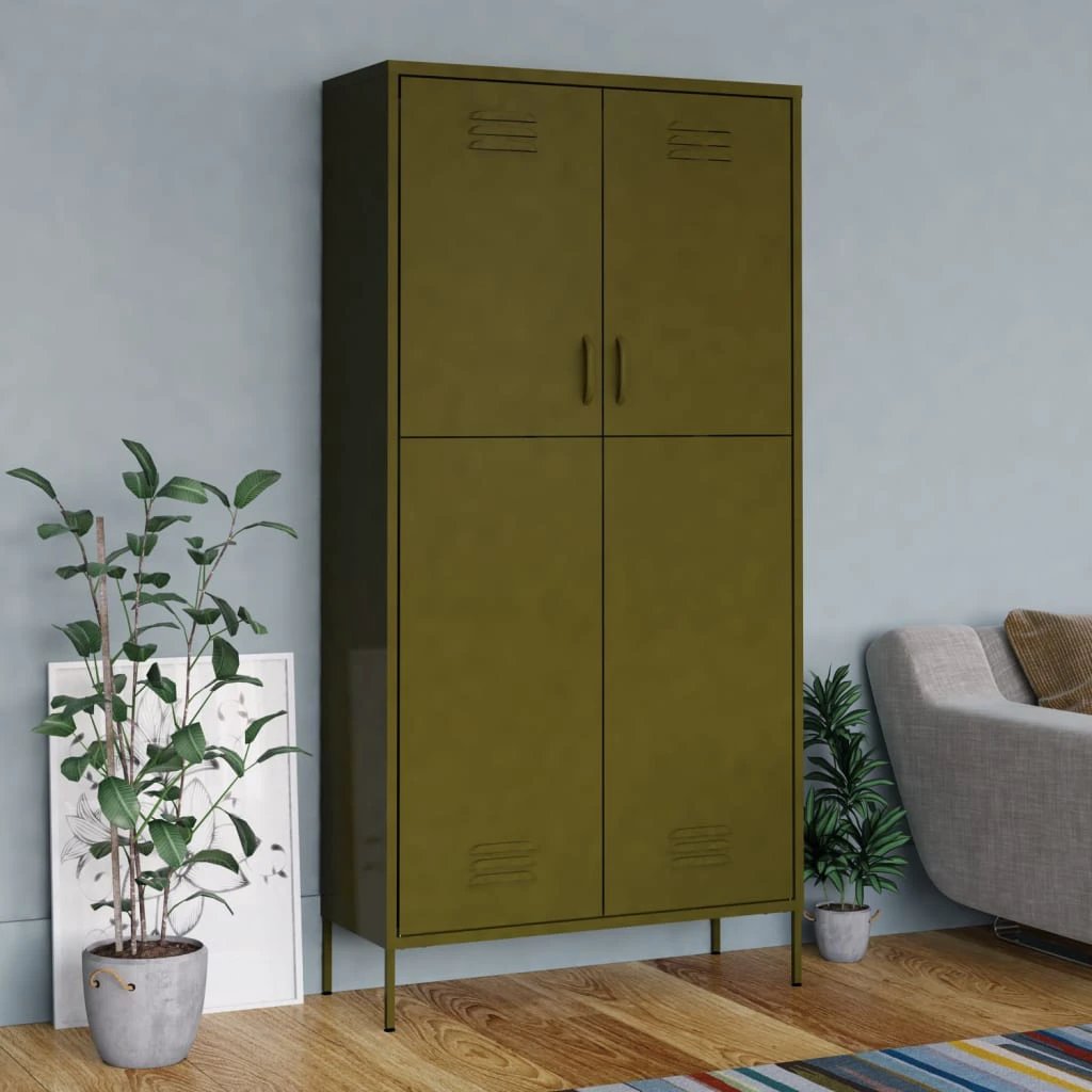 vidaXL Wardrobe Olive Green 90x50x180 cm Steel by vidaXL