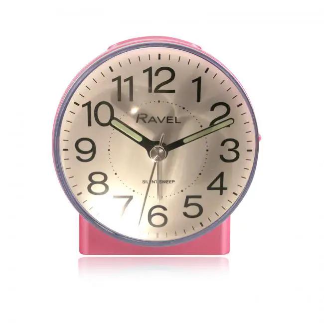 Ravel Ravel Round Mid Sized Bedside Quartz Alarm Clock - Pink RC039.5 - Clock