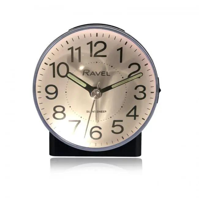 Ravel Ravel Round Mid Sized Bedside Quartz Alarm Clock - Black RC039.3 - Clock