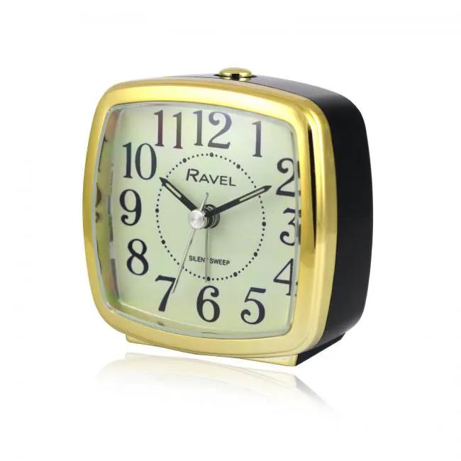 Ravel Ravel Retro Styled Small Size Bedside Quartz Alarm Clock - Black / Gold RC041.32 - Clock