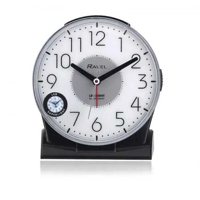 Ravel Ravel Large Contemporary Bedside / Mantel Quartz Alarm Clock - Black RC036.3 - Clock
