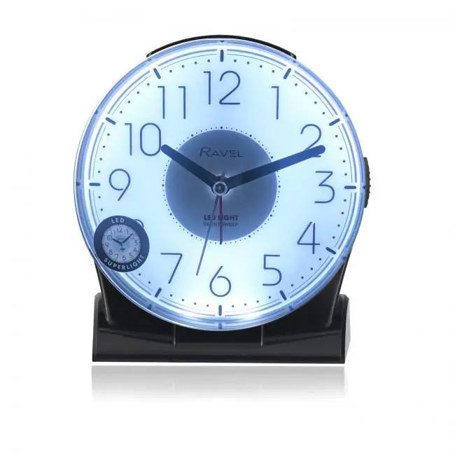Ravel Ravel Large Contemporary Bedside / Mantel Quartz Alarm Clock - Black RC036.3 - Clock