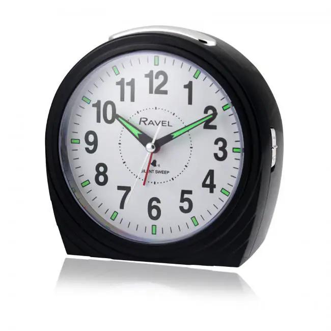 Ravel Ravel Large Art Deco Bedside / Mantel Quartz Alarm Clock - Gloss Black RC035.3 - Clock