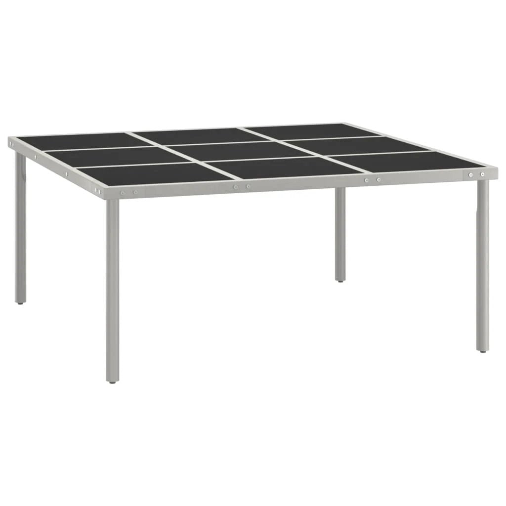 vidaXL Premium Garden Dining Table 170x170x74.5 cm Glass Top and Steel Powder Coated Frame For Outdoor Patio - Garden Table