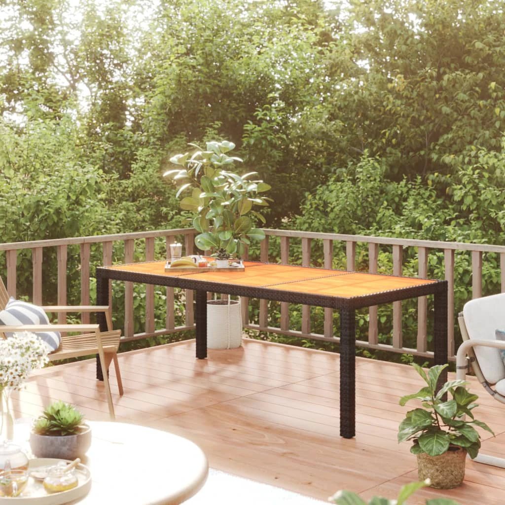 vidaXL Garden Table 90x90x75 cm Poly Rattan and Acacia Wood Black by vidaXL