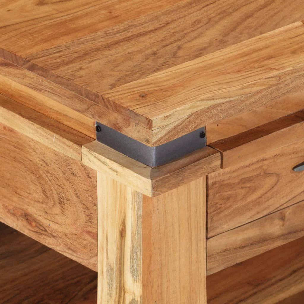 VidaXL Coffee Table 110x52x45 Cm Solid Acacia Wood With Lower Shelf For Living Room Decor by vidaXL