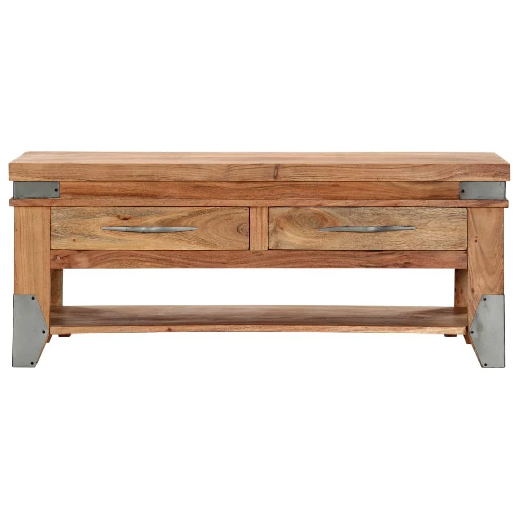 VidaXL Coffee Table 110x52x45 Cm Solid Acacia Wood With Lower Shelf For Living Room Decor by vidaXL