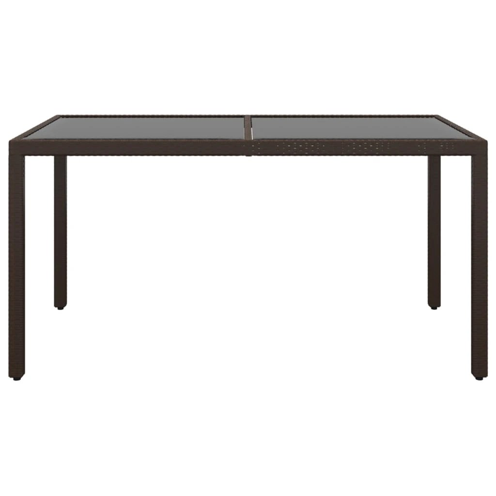 vidaXL Garden Table 150x90x75 cm Tempered Glass and Poly Rattan Black by vidaXL