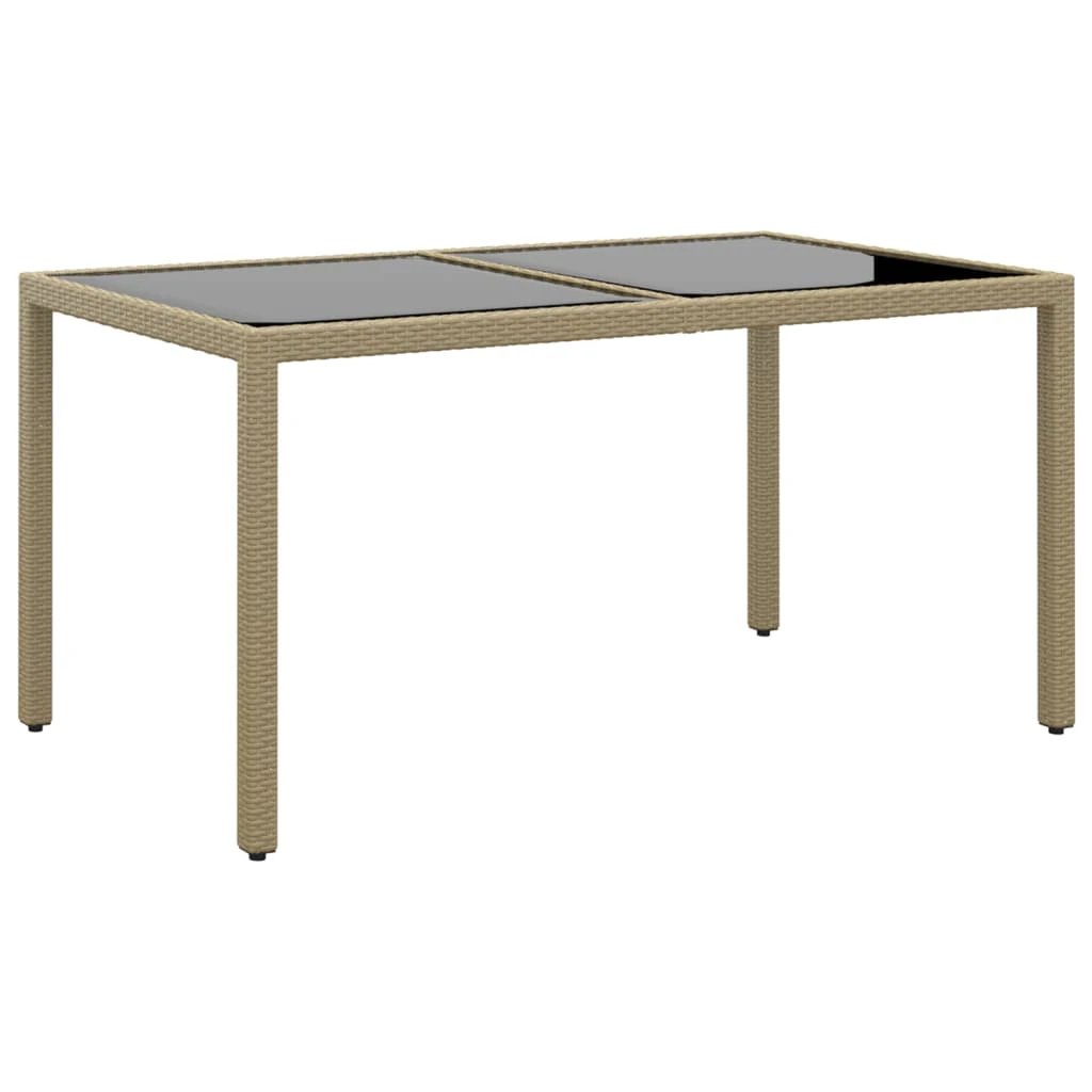 vidaXL vidaXL Garden Table 150x90x75 cm Tempered Glass and Poly Rattan Black - Garden Table