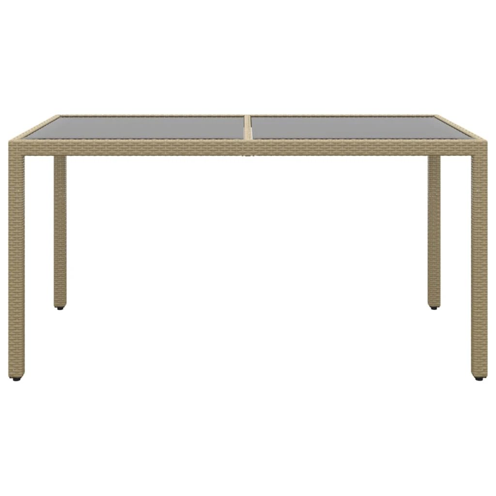 vidaXL vidaXL Garden Table 150x90x75 cm Tempered Glass and Poly Rattan Black - Garden Table