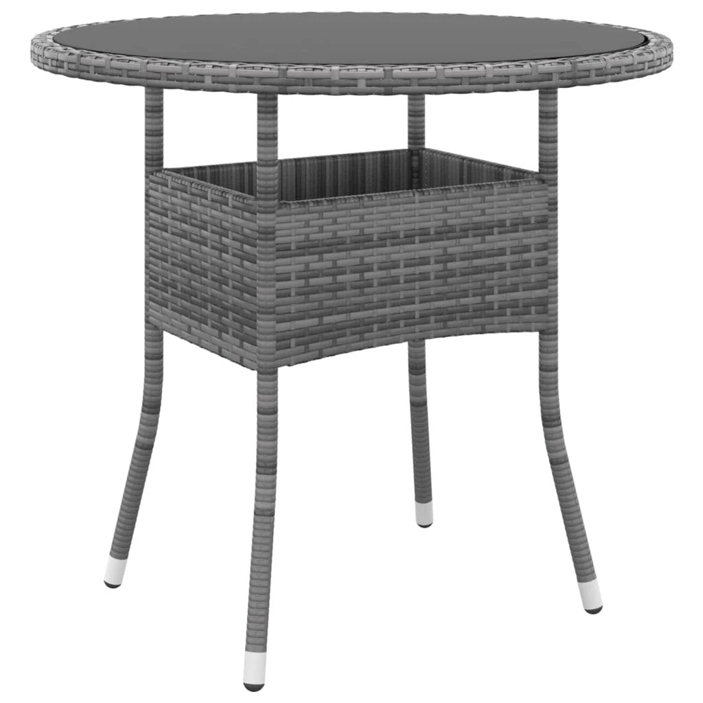 vidaXL Garden Table Ø80x75 cm Tempered Glass and Poly Rattan Black by vidaXL