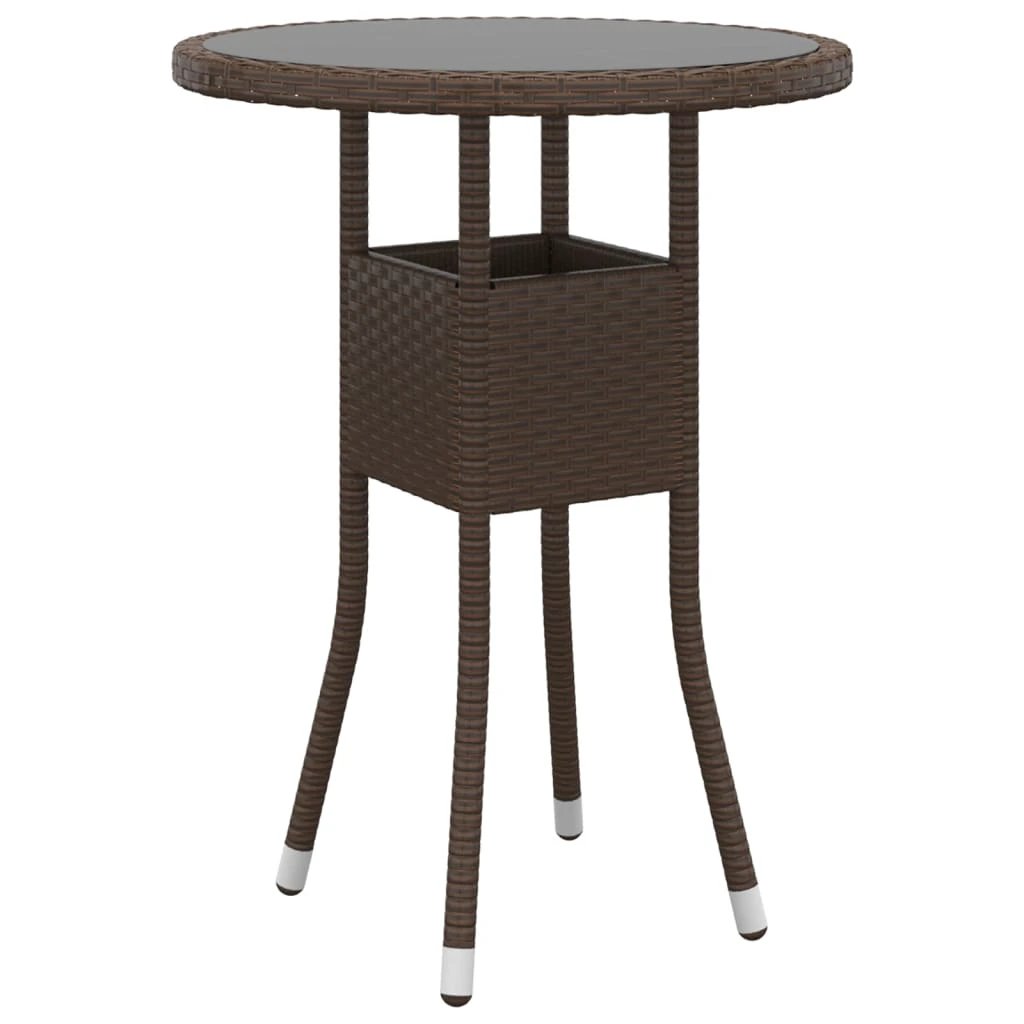 vidaXL vidaXL Garden Table Ø60x75 cm Tempered Glass and Poly Rattan Black - Garden Table