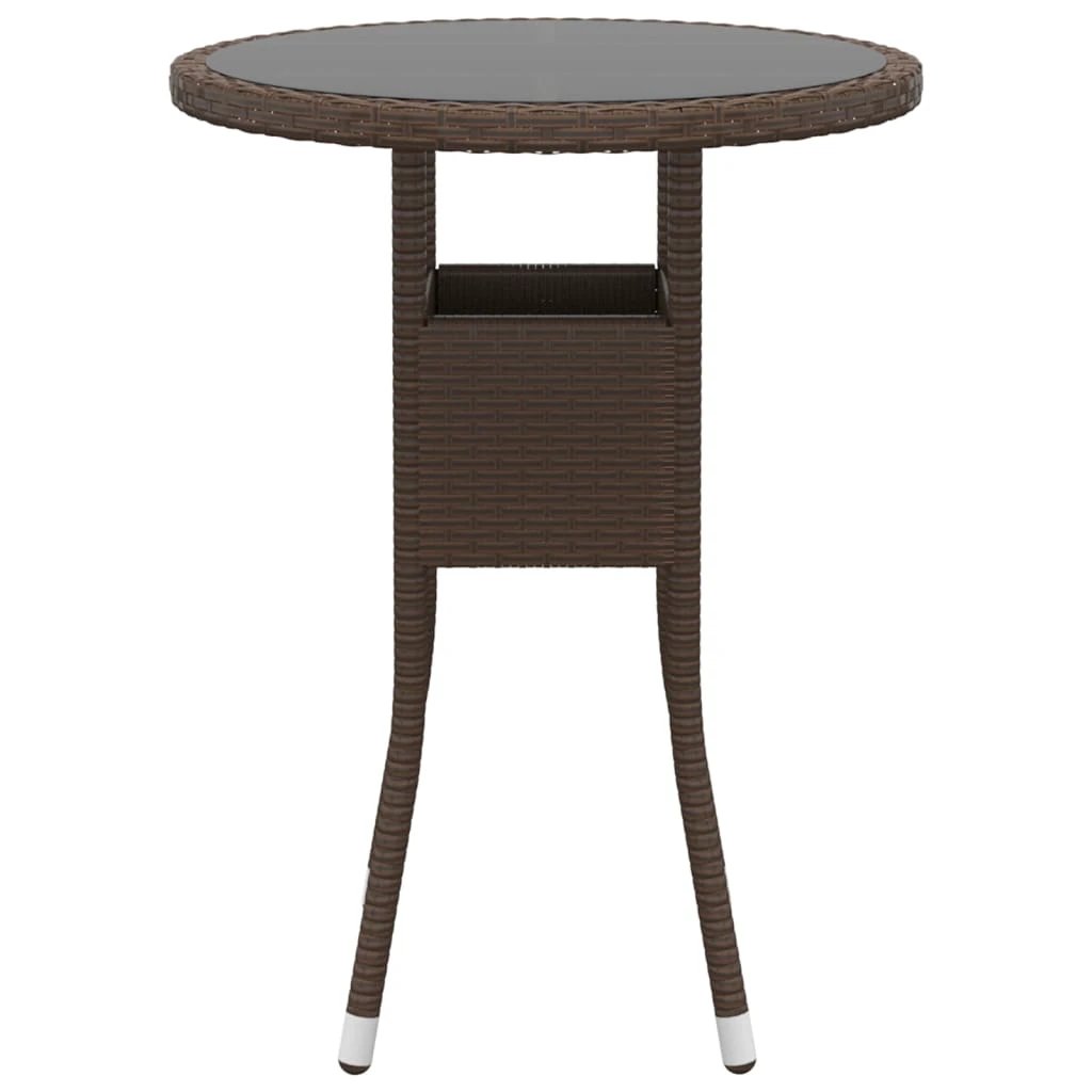 vidaXL vidaXL Garden Table Ø60x75 cm Tempered Glass and Poly Rattan Black - Garden Table