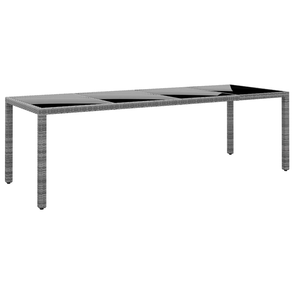 vidaXL Garden Table 250x100x75 cm Tempered Glass and Poly Rattan Black by vidaXL