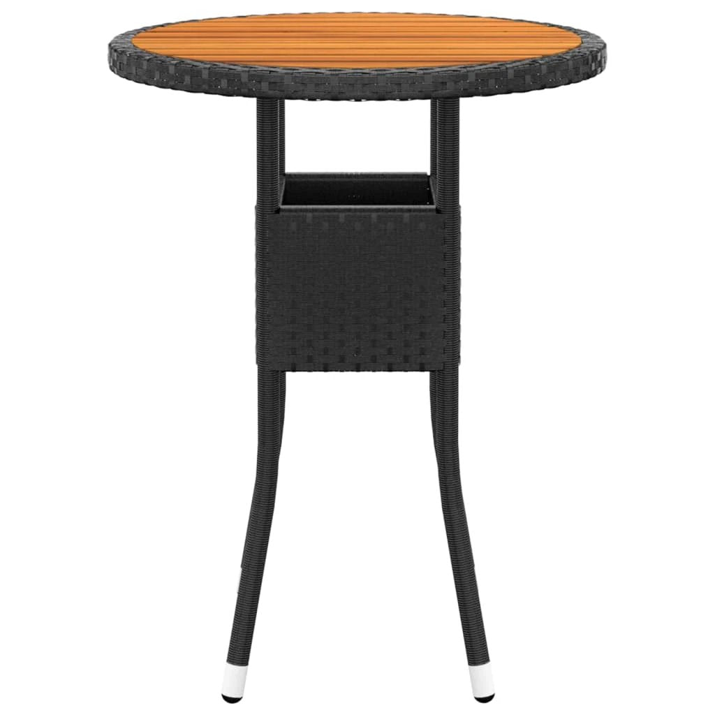 vidaXL vidaXL Garden Table Ø60x75 cm Acacia Wood and Poly Rattan Black - Uncategorized Garden Table