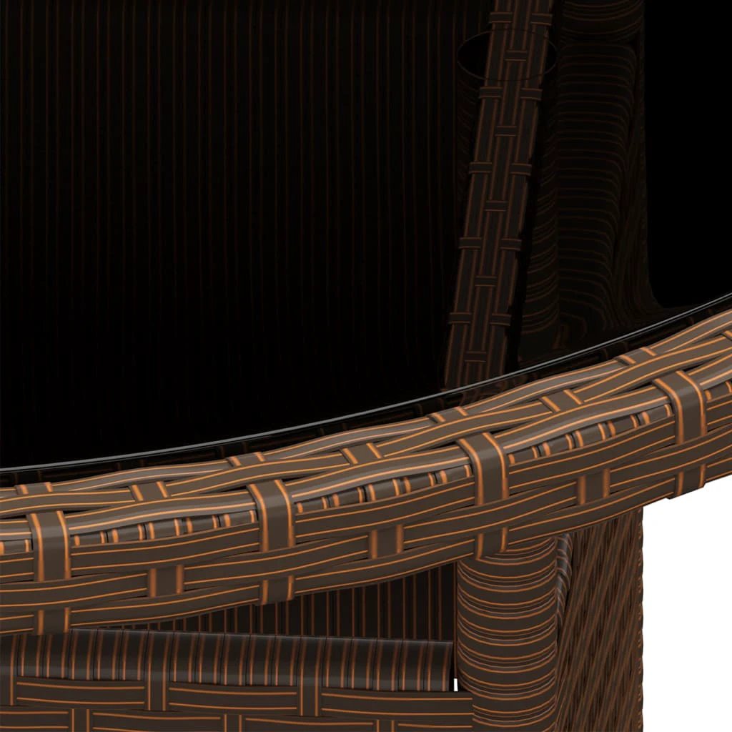 vidaXL Garden Table Ø80x75 cm Tempered Glass and Poly Rattan Black by vidaXL