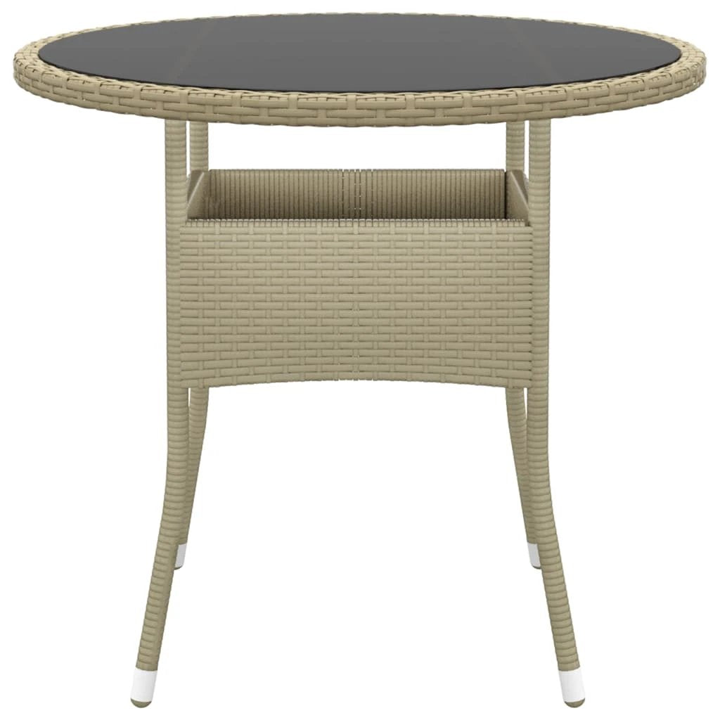 vidaXL Garden Table Ø80x75 cm Tempered Glass and Poly Rattan Black by vidaXL