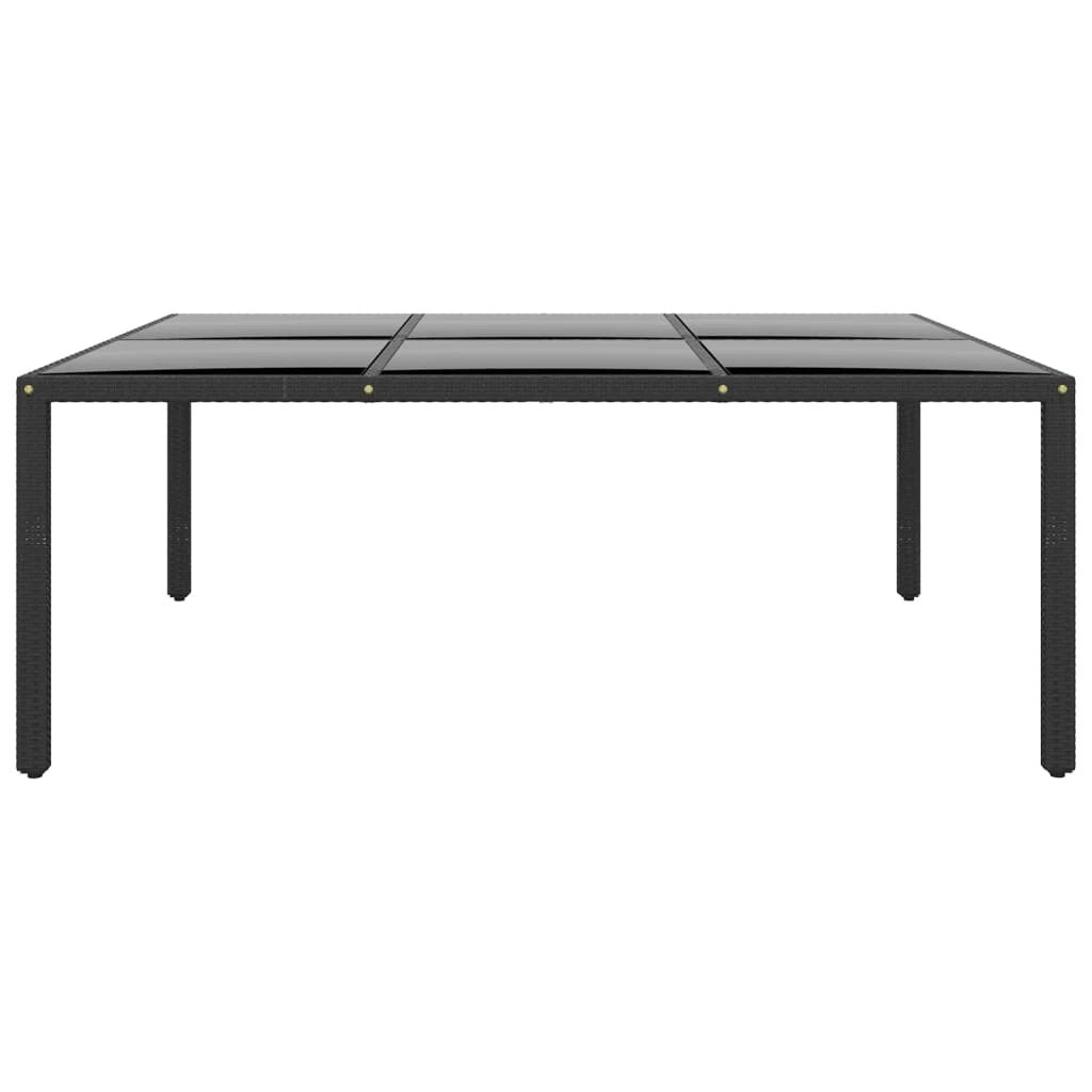 vidaXL Garden Table 200x150x75 cm Tempered Glass and Poly Rattan Black by vidaXL