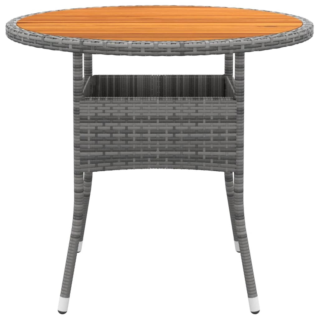 vidaXL Garden Table Ø80x75 cm Acacia Wood and Poly Rattan Black by vidaXL