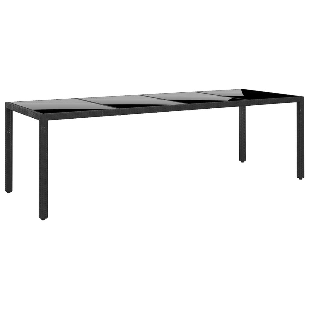vidaXL Garden Table 250x100x75 cm Tempered Glass and Poly Rattan Black by vidaXL