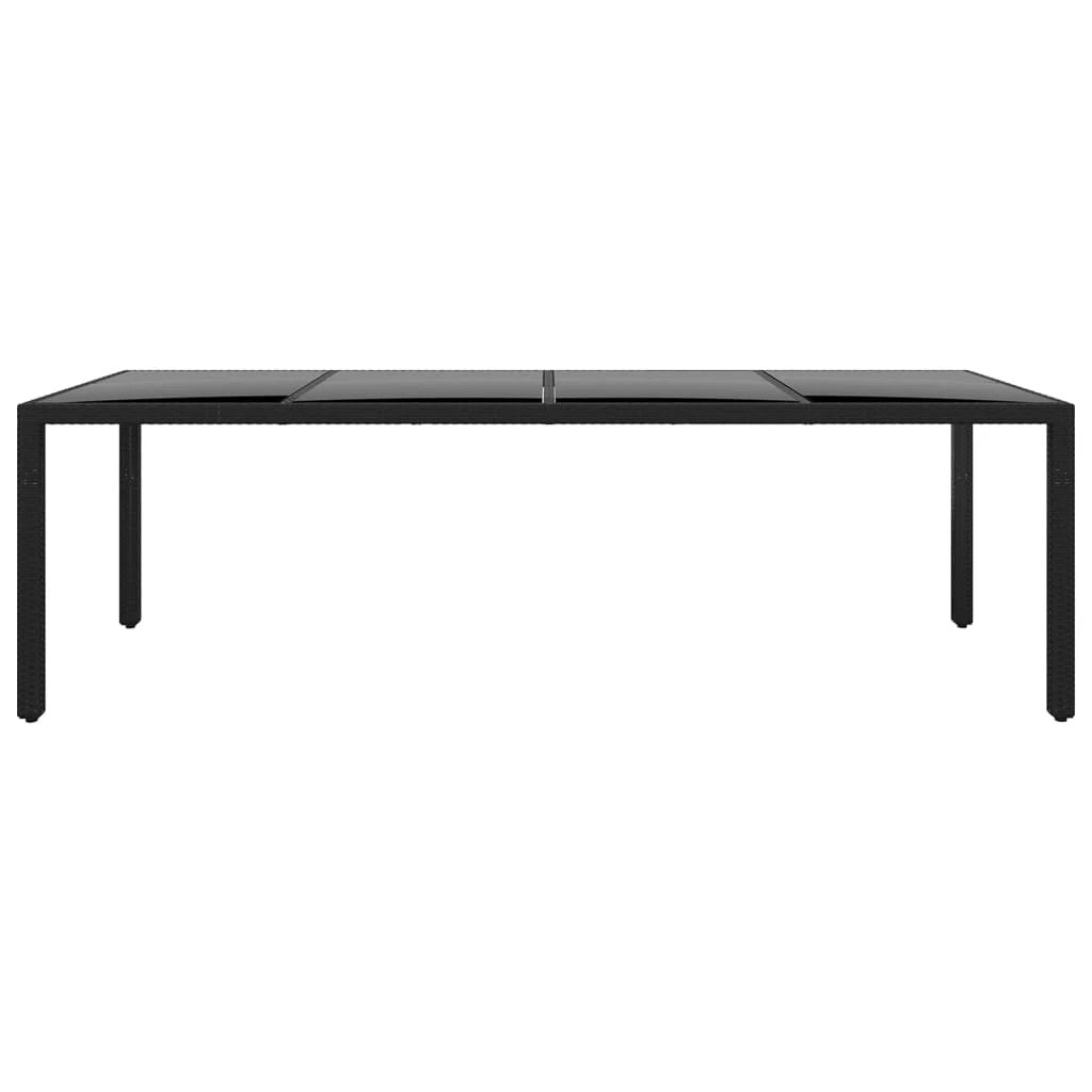 vidaXL Garden Table 250x100x75 cm Tempered Glass and Poly Rattan Black by vidaXL