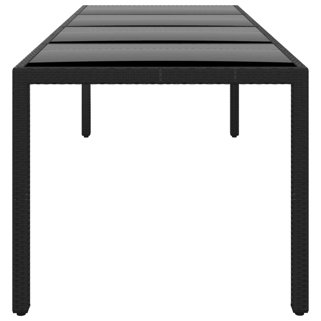 vidaXL Garden Table 250x100x75 cm Tempered Glass and Poly Rattan Black by vidaXL