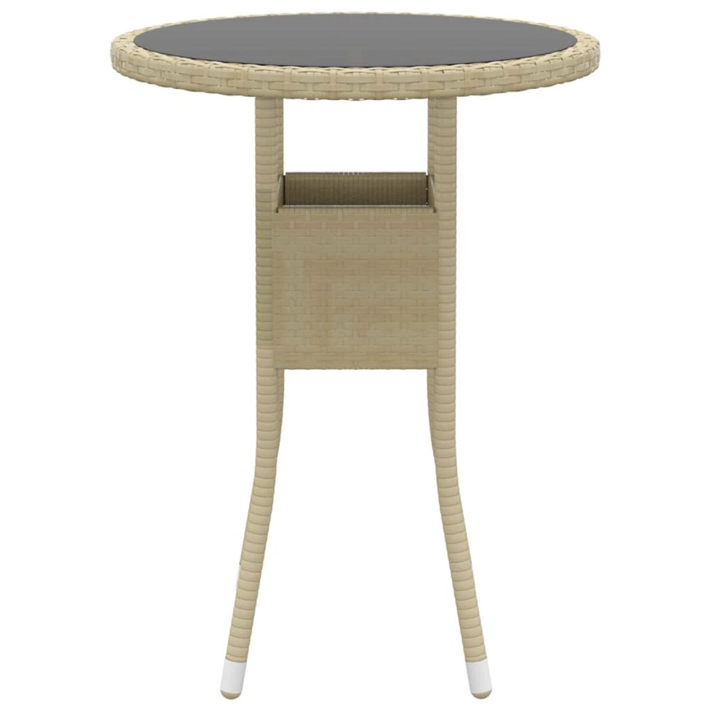 vidaXL vidaXL Garden Table Ø60x75 cm Tempered Glass and Poly Rattan Black - Garden Table