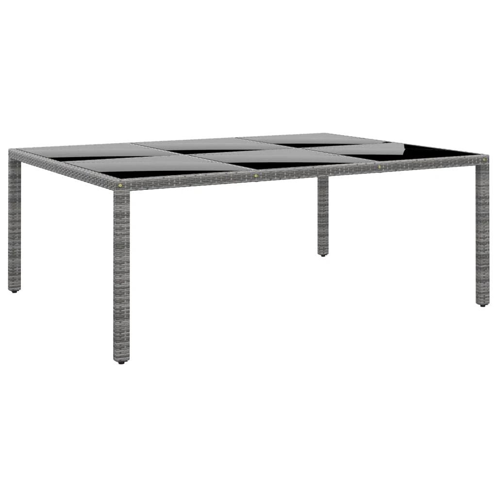 vidaXL Garden Table 200x150x75 cm Tempered Glass and Poly Rattan Black by vidaXL