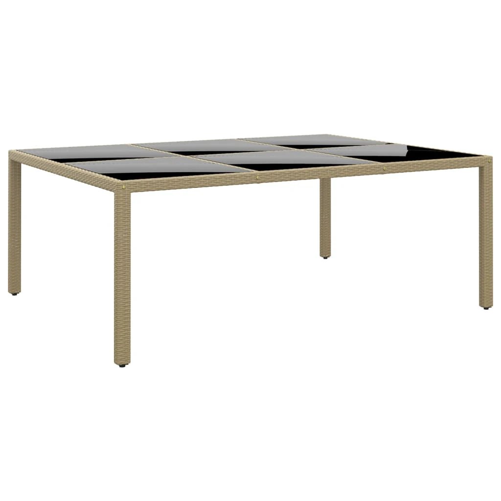 vidaXL Garden Table 200x150x75 cm Tempered Glass and Poly Rattan Black by vidaXL