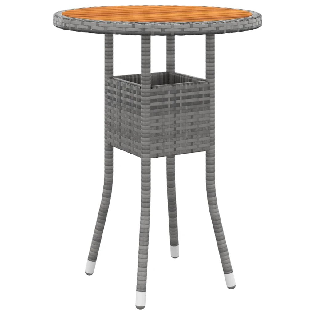 vidaXL Garden Table Ø60x75 cm Acacia Wood and Poly Rattan Black by vidaXL