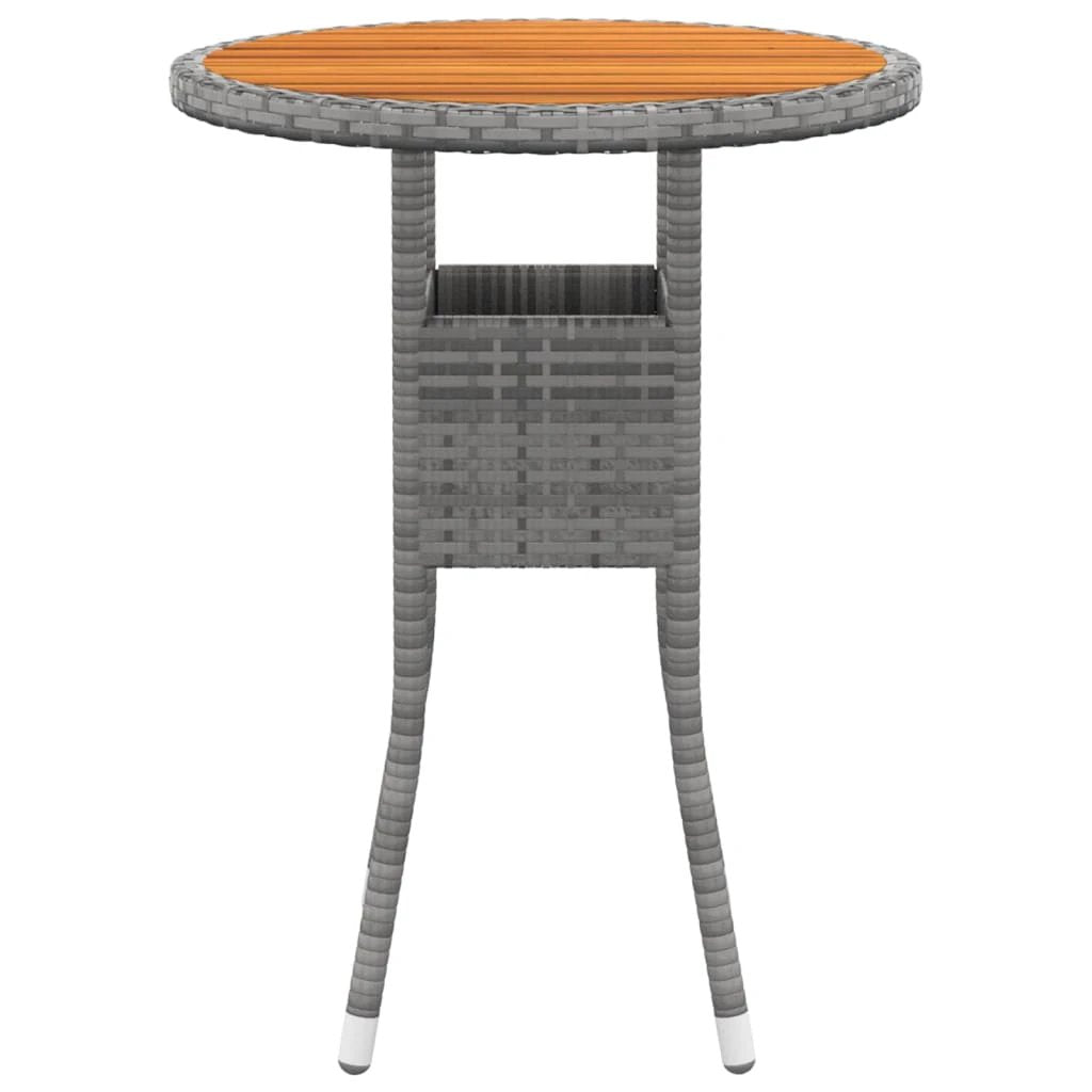 vidaXL vidaXL Garden Table Ø60x75 cm Acacia Wood and Poly Rattan Black - Uncategorized Garden Table