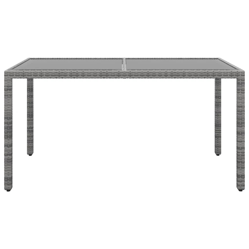 vidaXL vidaXL Garden Table 150x90x75 cm Tempered Glass and Poly Rattan Black - Garden Table