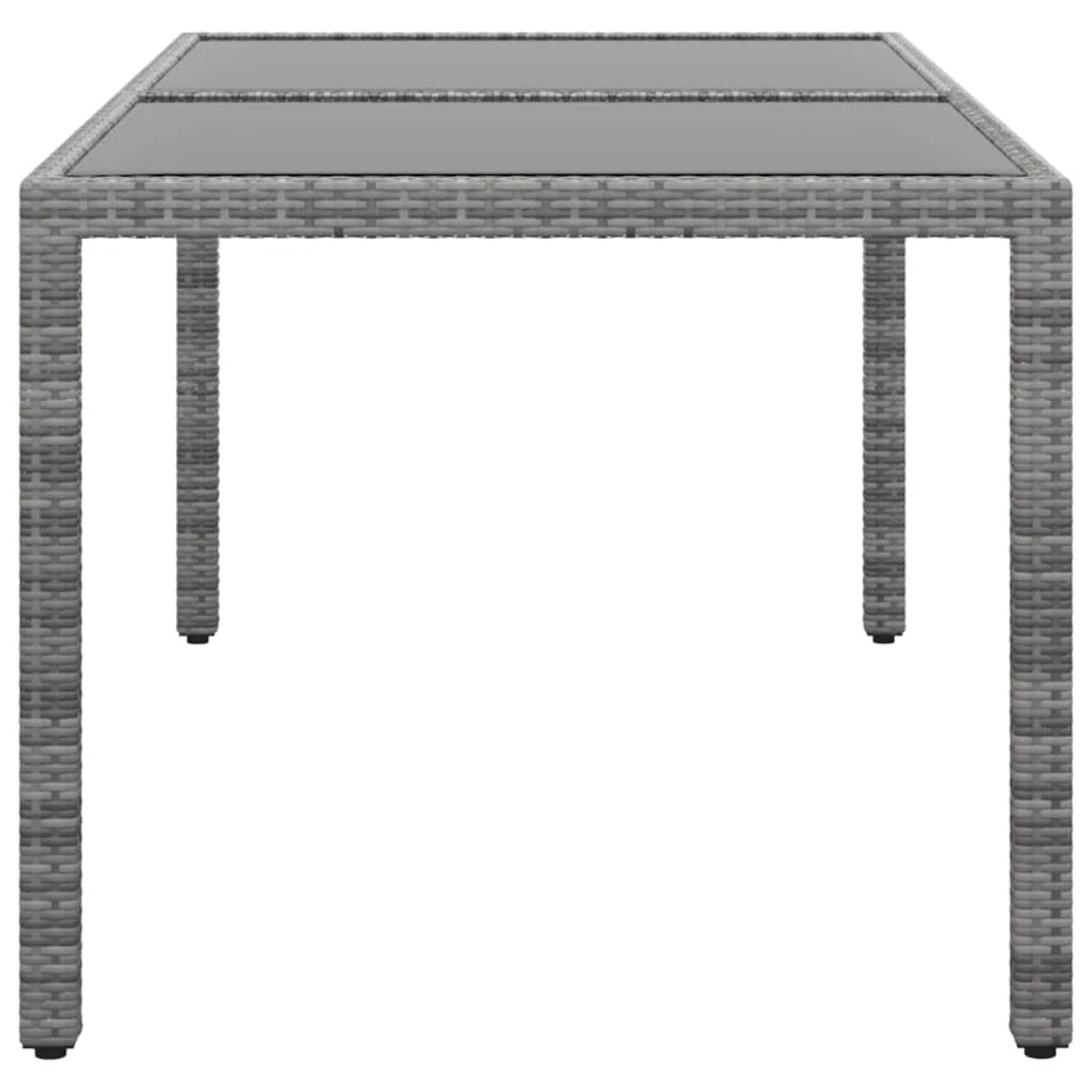 vidaXL vidaXL Garden Table 150x90x75 cm Tempered Glass and Poly Rattan Black - Garden Table